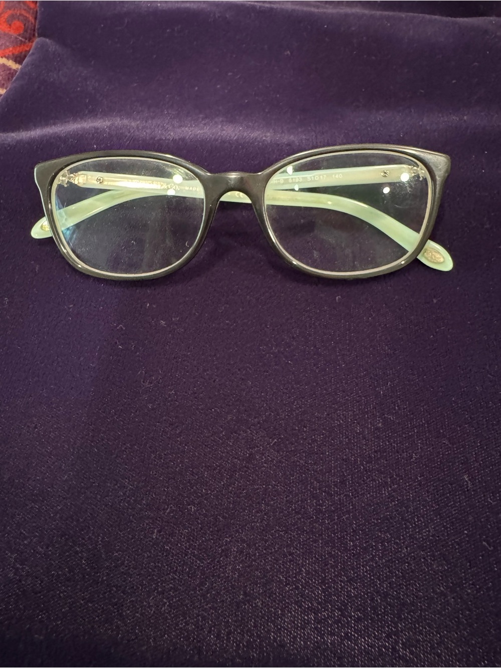 Tiffany & Co. Black Front with Tiffany blue Cat-Eye Glasses